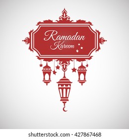 Illustration of Ramadan Kareem with intricate Arabic lamp for the celebration of Muslim community festival. Free hand write with a modern lantern and stars specially for Ramadan.
