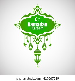 Illustration of Ramadan Kareem with intricate Arabic lamp for the celebration of Muslim community festival. Free hand write with a modern lantern and stars specially for Ramadan.