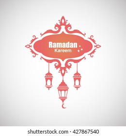 Illustration of Ramadan Kareem with intricate Arabic lamp for the celebration of Muslim community festival. Free hand write with a modern lantern and stars specially for Ramadan.