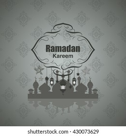 Illustration of Ramadan Kareem with intricate Arabic lamp for the celebration of Muslim community festival. Free hand write with a modern lantern and stars specially for Ramadan.