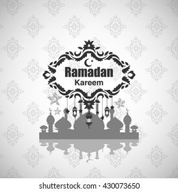 Illustration of Ramadan Kareem with intricate Arabic lamp for the celebration of Muslim community festival. Free hand write with a modern lantern and stars specially for Ramadan.