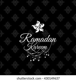 Illustration of Ramadan Kareem with intricate Arabic lamp for the celebration of Muslim community festival. Free hand write with a modern lantern and stars specially for Ramadan.
