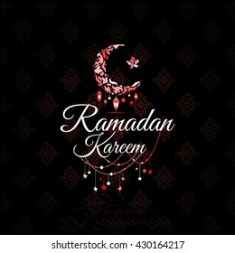 Illustration of Ramadan Kareem with intricate Arabic lamp for the celebration of Muslim community festival. Free hand write with a modern lantern and stars specially for Ramadan.