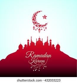 Illustration of Ramadan Kareem with intricate Arabic lamp for the celebration of Muslim community festival. Free hand write with a modern lantern and stars specially for Ramadan.