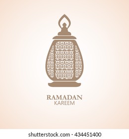 Illustration of Ramadan Kareem with intricate Arabic lamp for the celebration of Muslim community festival. 