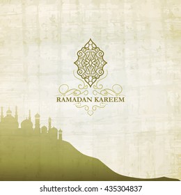 Illustration of Ramadan Kareem with intricate Arabic lamp for the celebration of Muslim community festival. Free hand write with a modern lantern and stars specially for Ramadan.