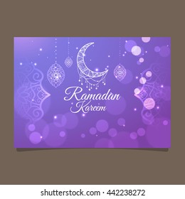 Illustration of Ramadan Kareem with intricate Arabic lamp for the celebration of Muslim community festival. Free hand write with a modern lantern and stars specially for Ramadan.