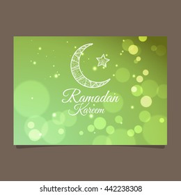 Illustration of Ramadan Kareem with intricate Arabic lamp for the celebration of Muslim community festival. Free hand write with a modern lantern and stars specially for Ramadan.