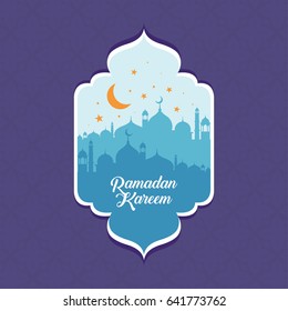 Illustration of Ramadan Kareem with intricate Arabic lamp for the celebration of Muslim community festival.