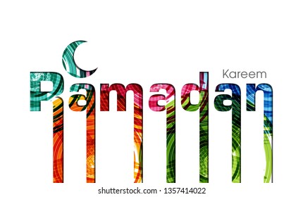 Illustration of Ramadan Kareem with intricate calligraphy and moon for the celebration of Muslim community festival.