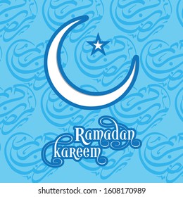 Illustration of Ramadan Kareem with intricate calligraphy for the celebration of Muslim community festival.