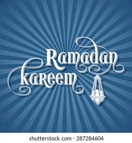 Illustration of Ramadan Kareem with intricate calligraphy for the celebration of Muslim community festival.