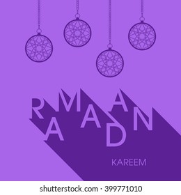 Illustration of Ramadan Kareem with intricate calligraphy for the celebration of Muslim community festival.