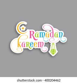 Illustration of Ramadan Kareem with intricate calligraphy for the celebration of Muslim community festival.