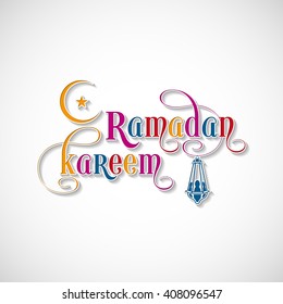 Illustration of Ramadan Kareem with intricate calligraphy for the celebration of Muslim community festival.