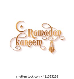 Illustration of Ramadan Kareem with intricate calligraphy for the celebration of Muslim community festival.