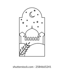 The Illustration of Ramadan Kareem Mosque for Pray