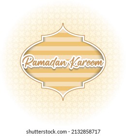 Illustration of Ramadan Kareem with simple lantern with cream stripes for Muslim community festival celebration.