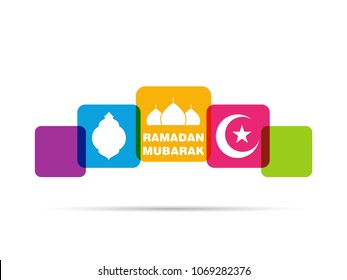Illustration of Ramadan Mubarak with calligraphy,moon and lamp for the celebration of Muslim community festival.