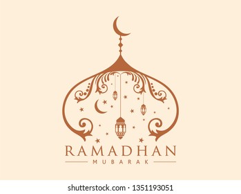 illustration of ramadan mubarak, clean and simple