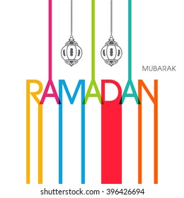 Illustration of Ramadan Mubarak with intricate calligraphy for the celebration of Muslim community festival.