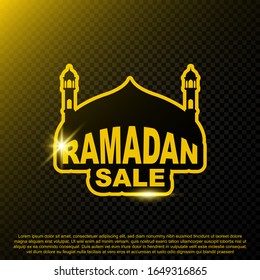 Illustration Ramadan sale for islamic celebration. Design with mosque. You can use it for Sale Paper Tag, Sticker, Sale Poster, etc. Vector illustration EPS 10