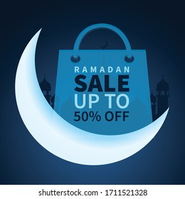 Illustration Of Ramadan Sale Poster Or Sale Banner Background.