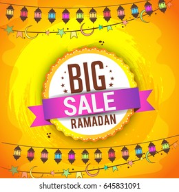 Illustration Of Ramadan Sale Poster Or Sale Banner Background.