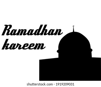 Illustration ramadhan greeting cards with silhouette of  mosque