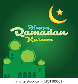 Illustration of Ramadhan Kareem with a mosque to celebrate the Muslim community festiva