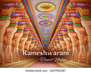 illustration of Ramanathaswamy Temple a Hindu temple of God Shiva located on Rameswaram island in the state of Tamil Nadu, India svg
