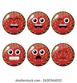 The Illustration of Rambutan Emoticon Fruit