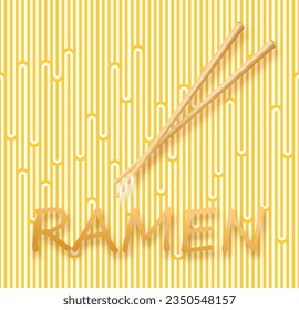 Illustration of ramen with empty space for text, noodles soup, asian food. .Vector illustration