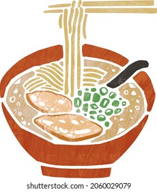 Illustration of a ramen noodle