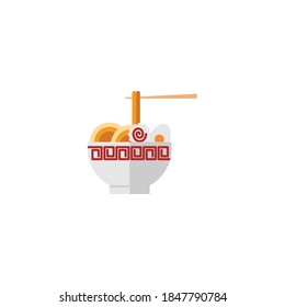 Illustration of Ramen Noodle Flat Icon: Fast Food, Icon Set Vector Illustration Design