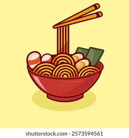 illustration of ramen, a typical Japanese food