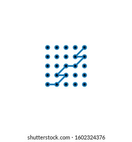 Illustration random dots vector icon blue in white background