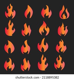 illustration of random fire shapes with gradient colors and various shapes