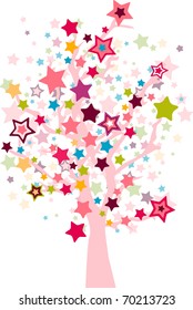 Illustration of a Random Tree with Star-shaped Leaves