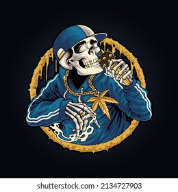 illustration of rap skull mascot