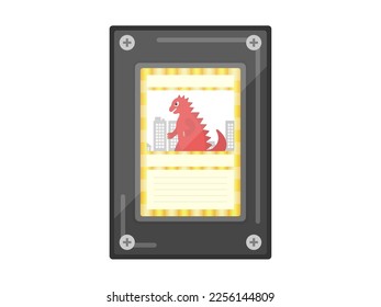 An illustration of a rare card in a black card loader.