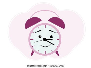 Illustration of raspberry alarm clock with joy emotion and cute smile