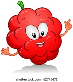 Illustration of a Raspberry Character Gesturing Something with its Arms