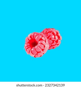 Ilustración de una fruta de frambuesa de color rojo, fruta pequeña y dulce de sabor ligeramente agrio 