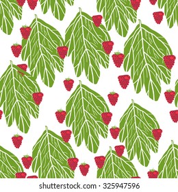 Illustration of a raspberry on a white background.