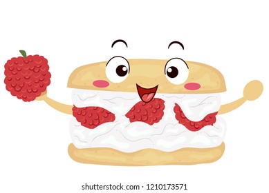 Illustration eines Himbeertrastermörtelmoscot mit Himbeertrastbeertrastbeertrastholz