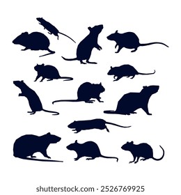 illustration rat and mouse collection flat design icon