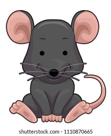 Illustration of a Rat Smiling and Sitting Down