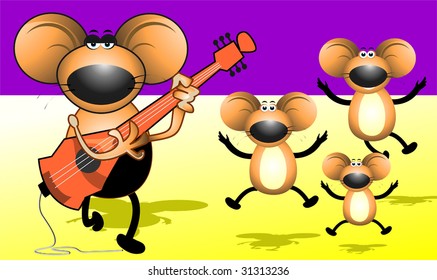 Illustration of rats and violin	