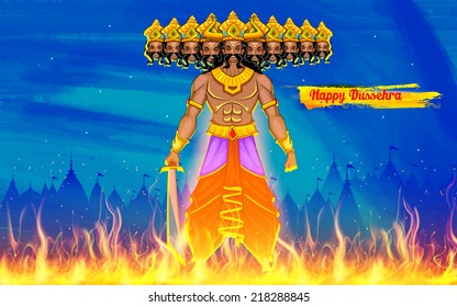 illustration of Ravan Dahan for Dusshera celebration